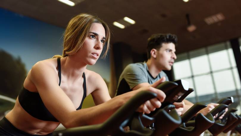 Couple in a Spinning Class