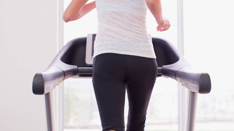 Woman running on treadmill